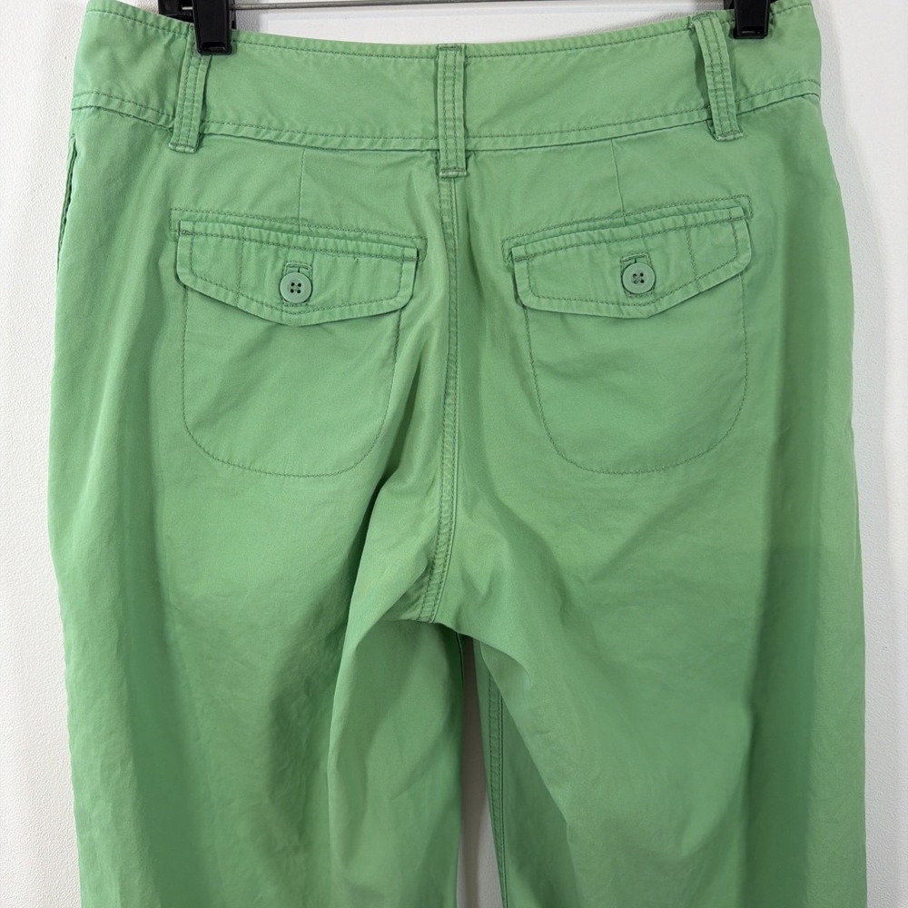 LL Bean Women's 10 Regular Green Relaxed Fit Cotton Trouser Pants Pockets Spring - Picture 7 of 10